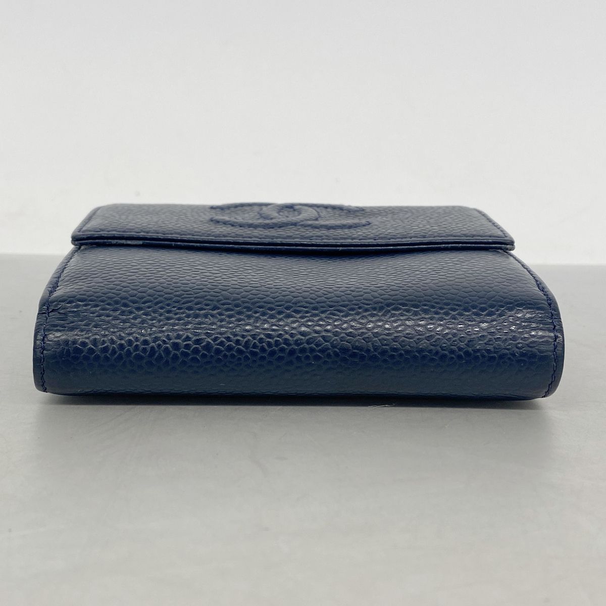 Chanel Wallet Caviar Leather Navy Silver — view 2