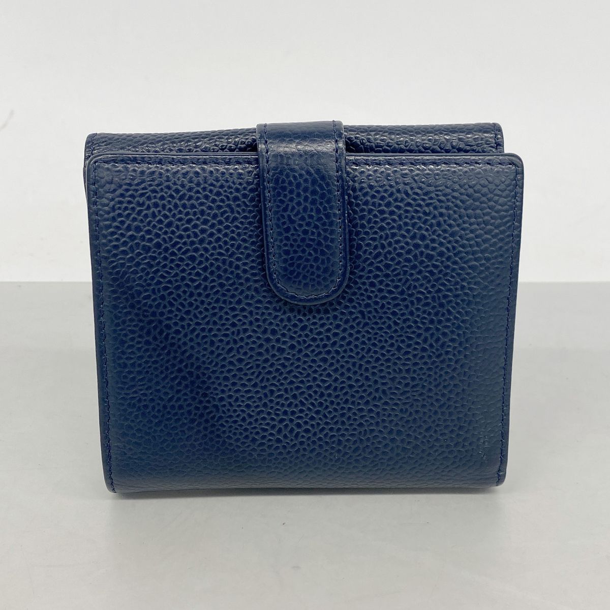 Chanel Wallet Caviar Leather Navy Silver — view 7