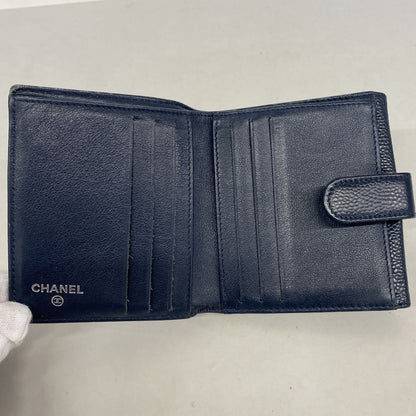 Chanel Wallet Caviar Leather Navy Silver — view 3