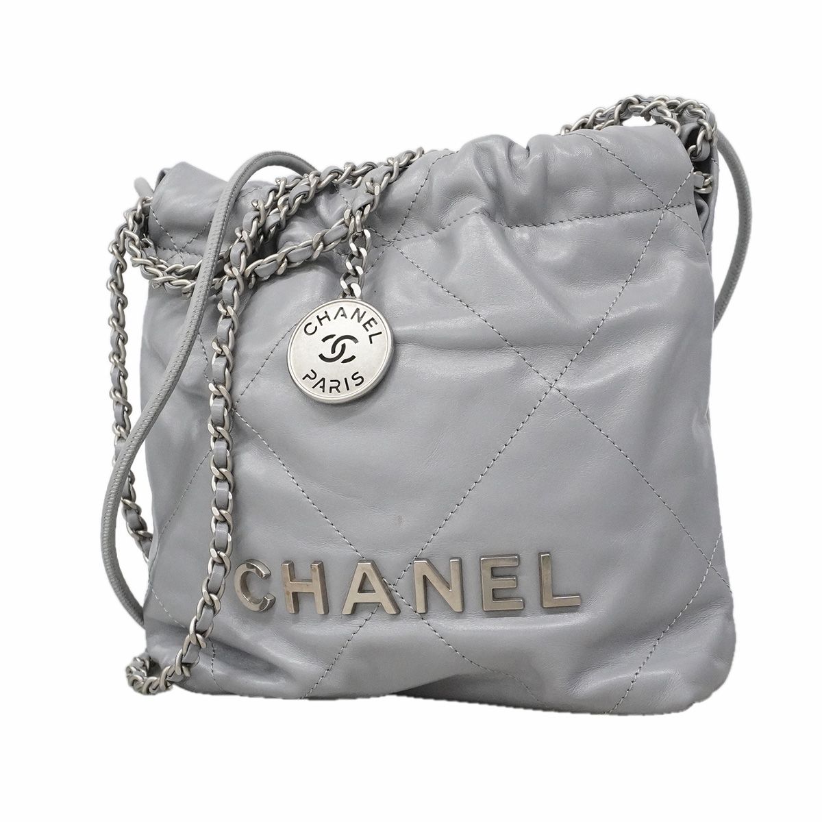 Chanel Shoulder Bag Gray Silver