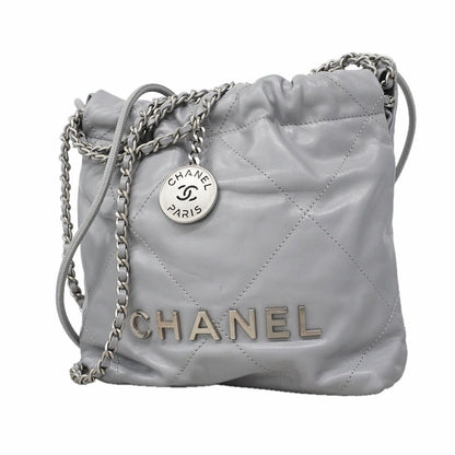 Chanel Shoulder Bag Gray Silver