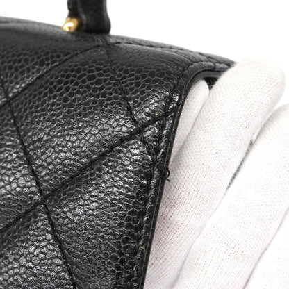 Chanel Handbag Quilted Caviar Leather Black Gold — view 8