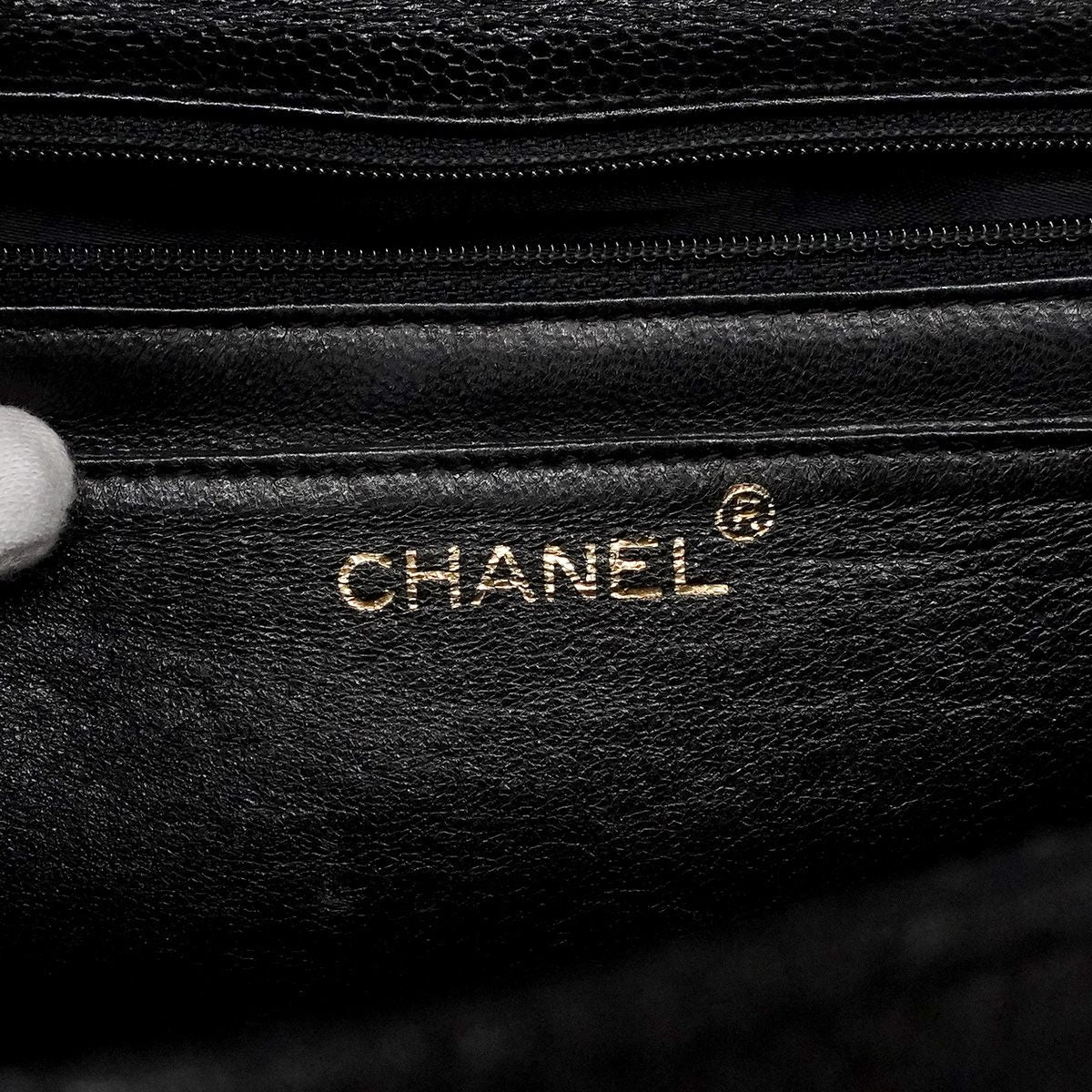 Chanel Handbag Quilted Caviar Leather Black Gold — view 5