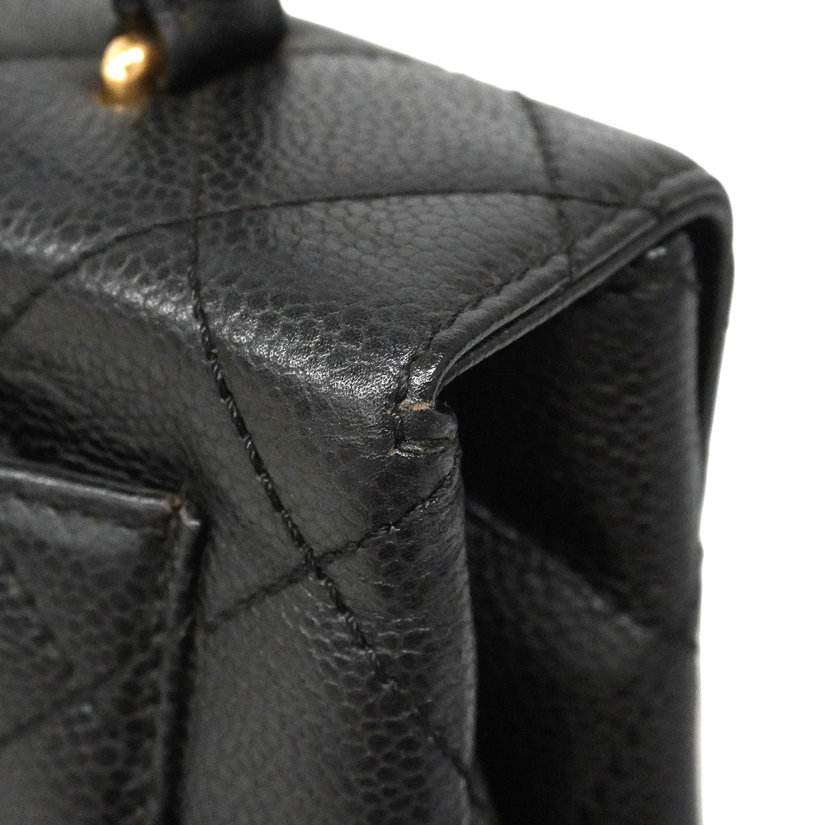 Chanel Handbag Quilted Caviar Leather Black Gold — view 6