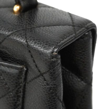 Chanel Handbag Quilted Caviar Leather Black Gold — view 6