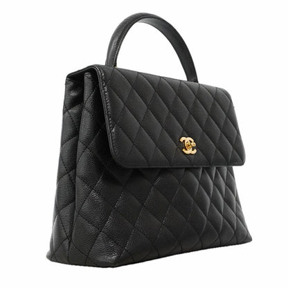 Chanel Handbag Quilted Caviar Leather Black Gold — view 2
