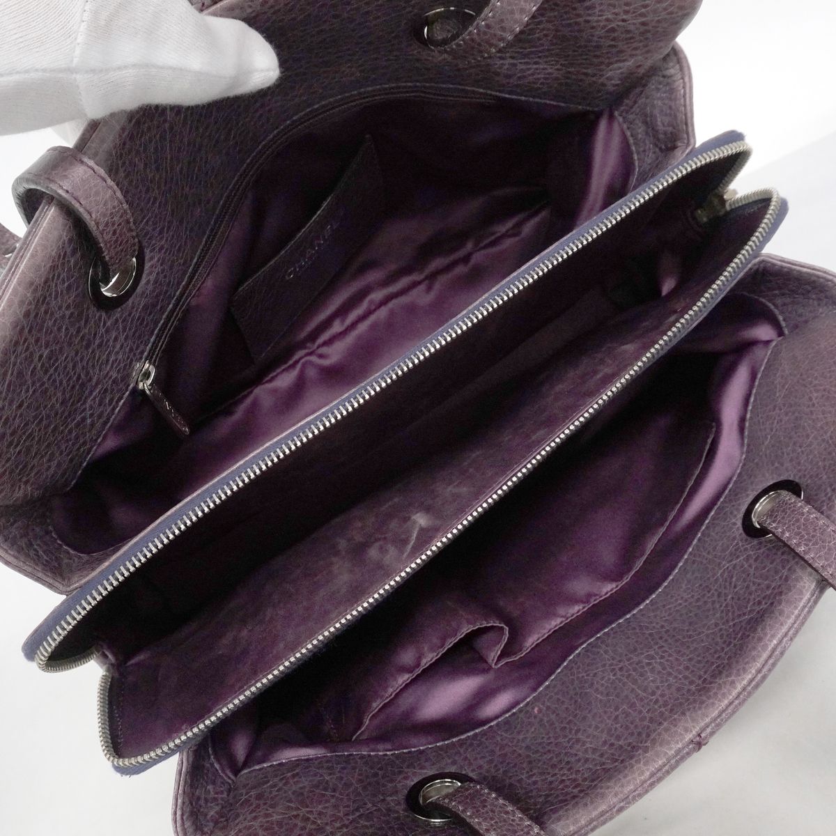 Chanel Shoulder Bag Wild Stitch Calfskin Purple Silver — view 4