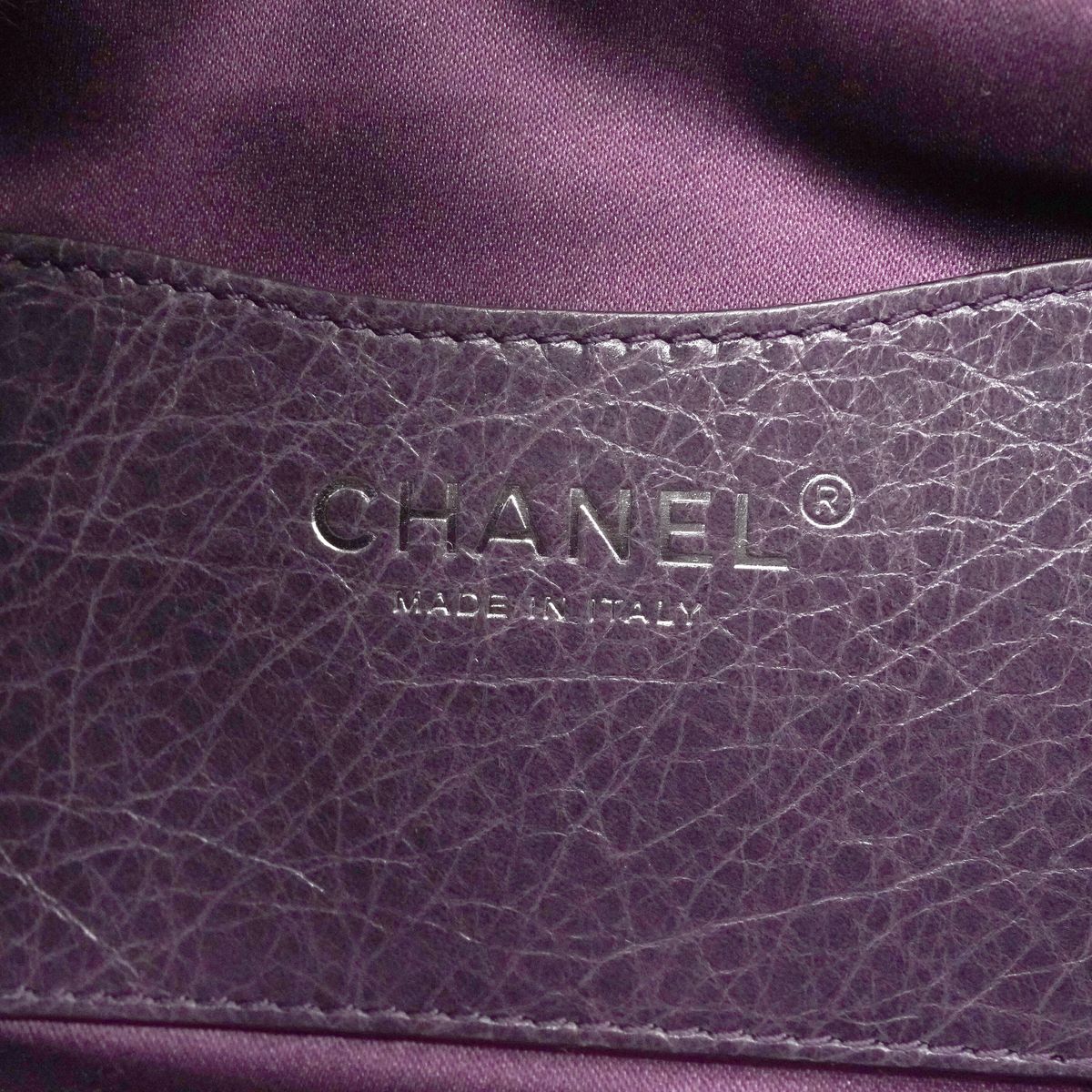 Chanel Shoulder Bag Wild Stitch Calfskin Purple Silver — view 5