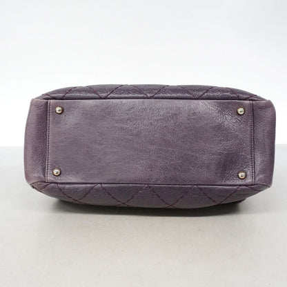 Chanel Shoulder Bag Wild Stitch Calfskin Purple Silver — view 3
