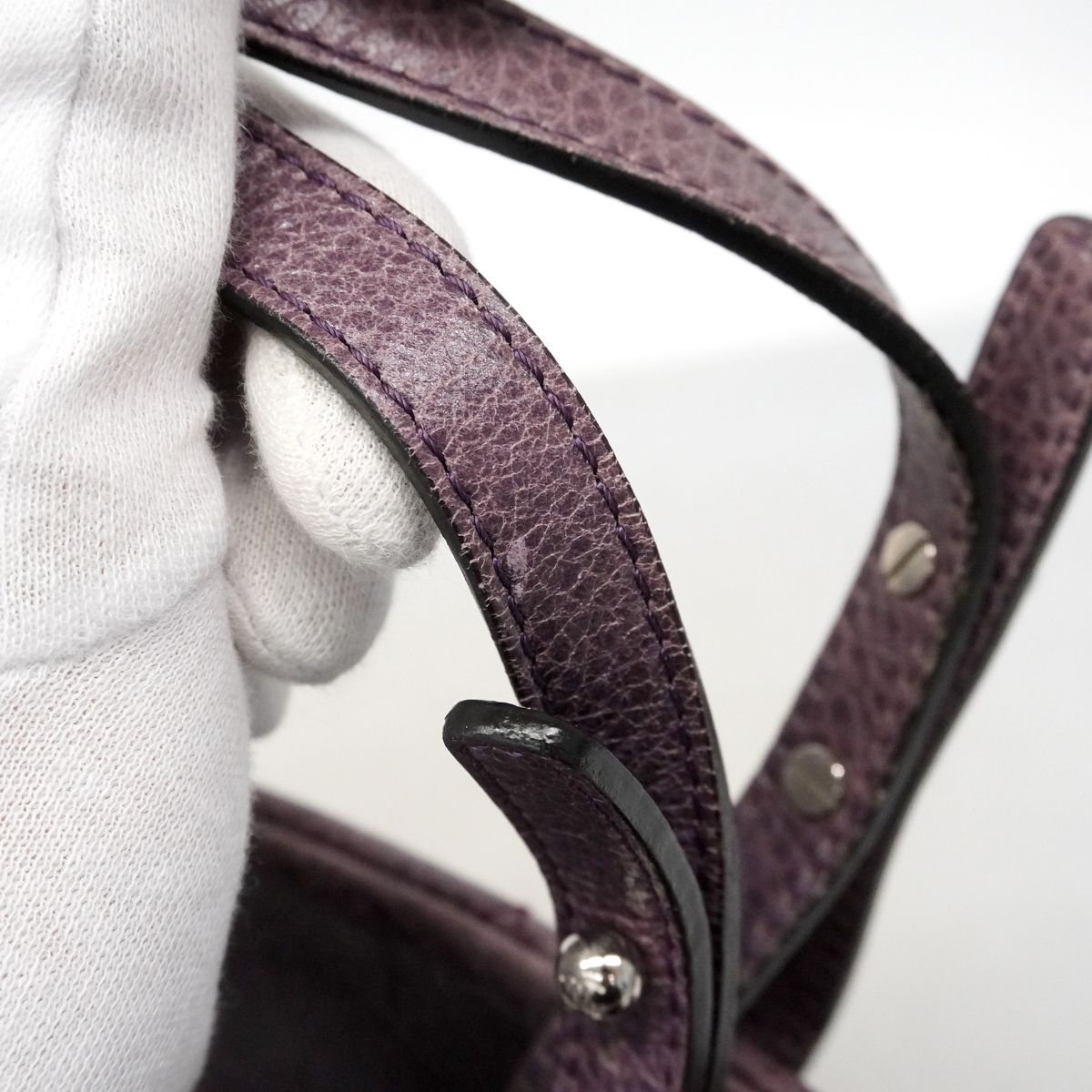 Chanel Shoulder Bag Wild Stitch Calfskin Purple Silver — view 8