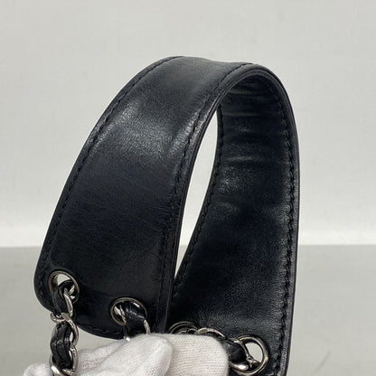 Chanel Shoulder Bag Lambskin Black Silver — view 8