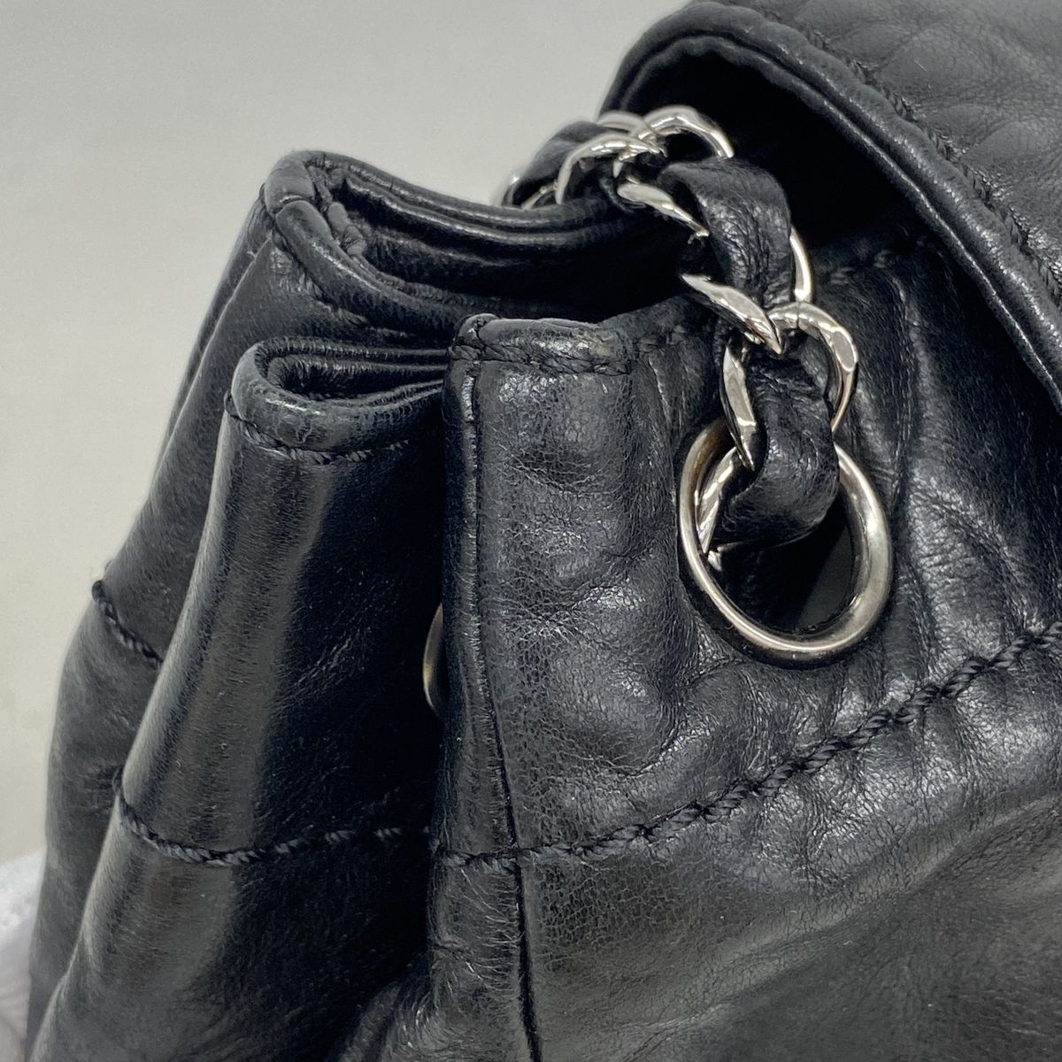 Chanel Shoulder Bag Lambskin Black Silver — view 7