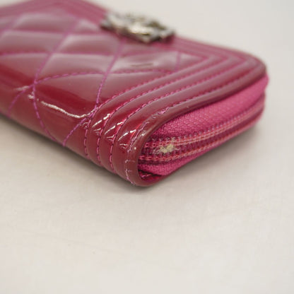 Chanel Coin Purse Boy Patent Leather Pink Silver — view 5