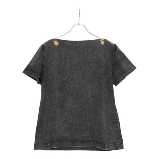 Louis Vuitton Anchor Motif Chain Boat Neck Wash Short Sleeve T-Shirt Black Gold