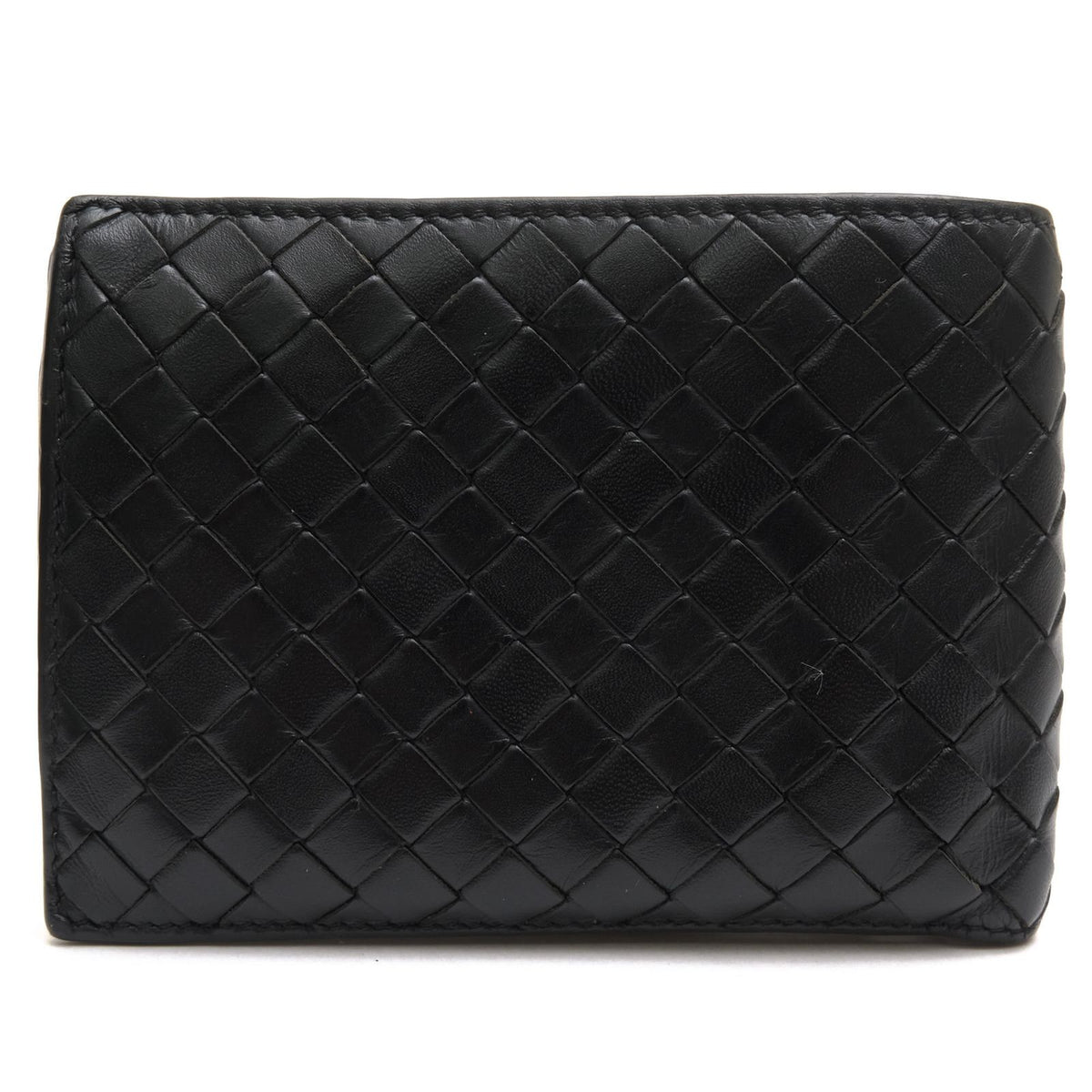 Bottega Veneta Wallet Leather Black Bifold with Coin Purse Mesh Intrecciato — view 2