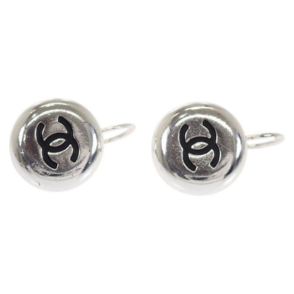 Chanel CC Logo Vintage Hook Earrings Metal Silver Black — view 5