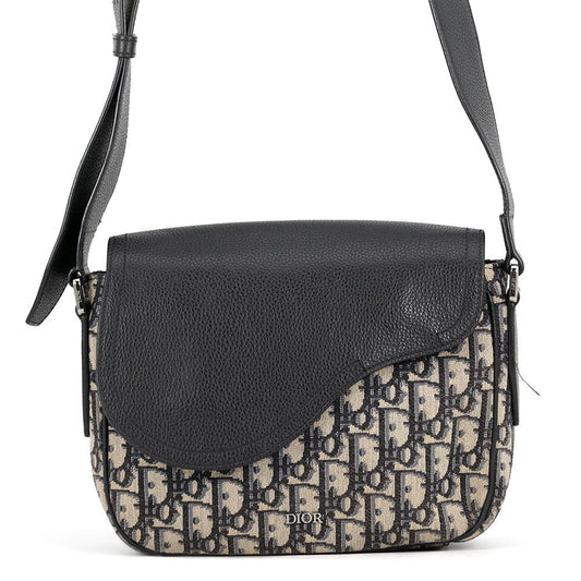 Dior Shoulder Bag Oblique Mini Saddle Black Trotter