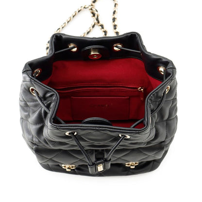 Chanel Backpack CC Logo Quilted Drawstring Double Pocket Calfskin Black — view 5