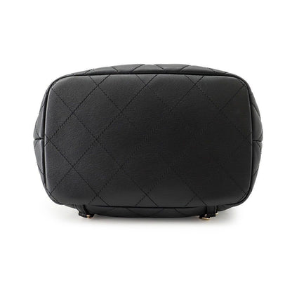 Chanel Backpack CC Logo Quilted Drawstring Double Pocket Calfskin Black — view 3