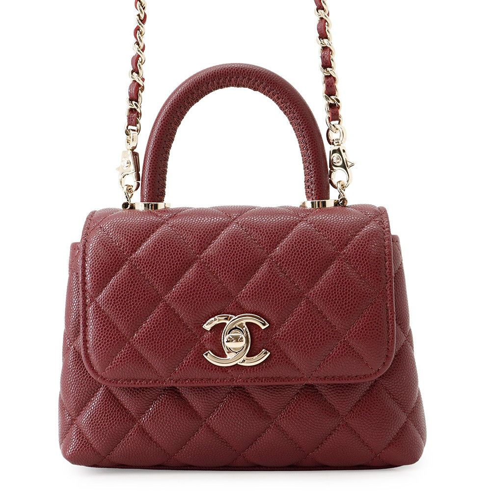 Chanel Handbag Quilted Coco Handle Mini Caviar Leather 2-Way Chain