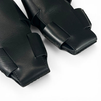 Hermes Loose Square Toe Gurkha Mules Leather Sandals Black — view 6