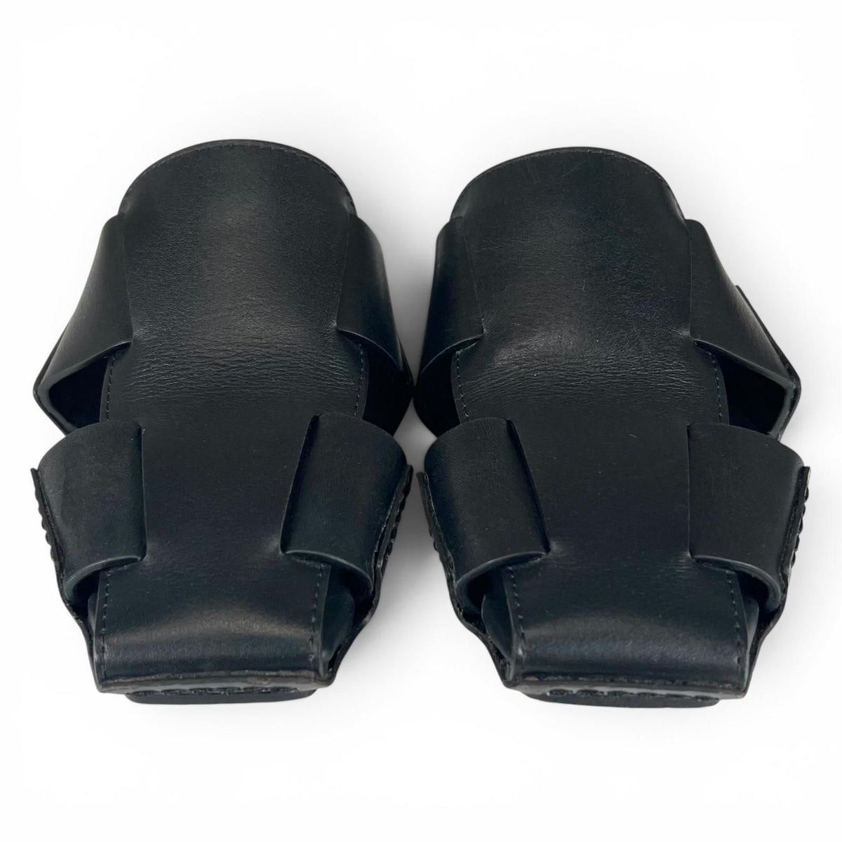 Hermes Loose Square Toe Gurkha Mules Leather Sandals Black — view 2