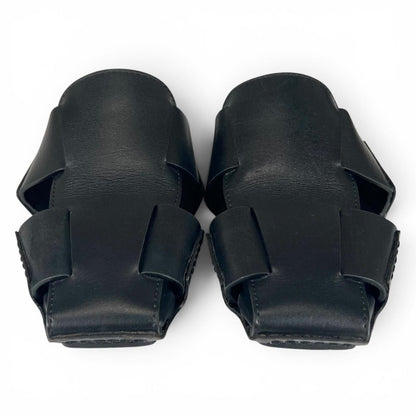 Hermes Loose Square Toe Gurkha Mules Leather Sandals Black — view 2