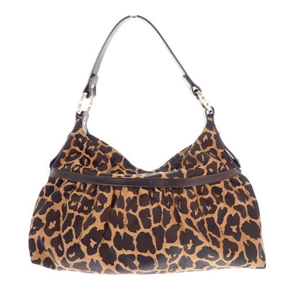 Fendi Leopard Print Shoulder Bag Canvas Leather Brown Black Gold — view 4