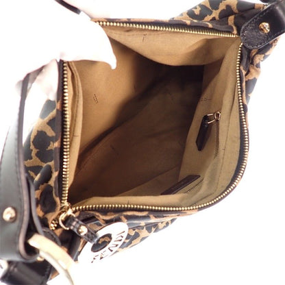 Fendi Leopard Print Shoulder Bag Canvas Leather Brown Black Gold — view 7