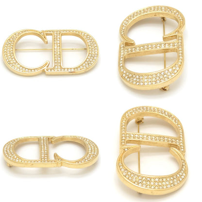 Dior CD Brooch 6.28 CD Signature Crystal Gold Tone Metal Pin — view 2