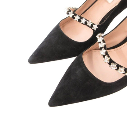 Miu Miu Pumps Clear Heels Star Bijou Suede Pointe Black — view 3