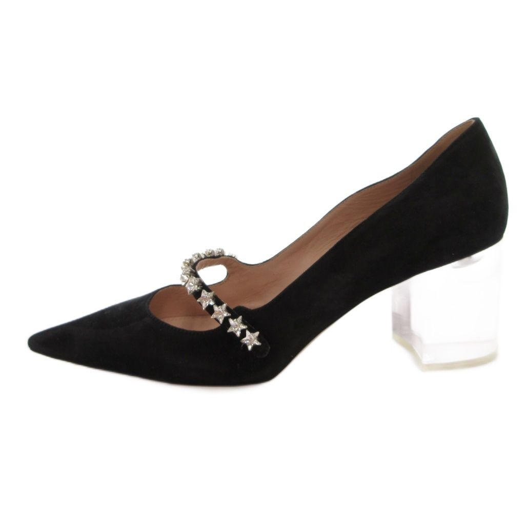 Miu Miu Pumps Clear Heels Star Bijou Suede Pointe Black — view 2