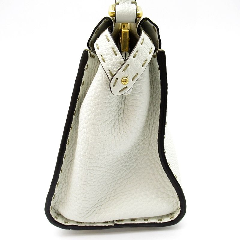 Fendi Mini Peekaboo Selleria 2-Way Handbag Leather White — view 5