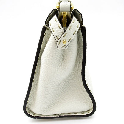 Fendi Mini Peekaboo Selleria 2-Way Handbag Leather White — view 5
