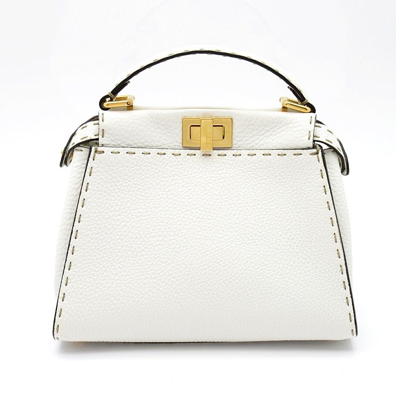 Fendi Mini Peekaboo Selleria 2-Way Handbag Leather White — view 4