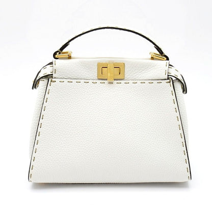 Fendi Mini Peekaboo Selleria 2-Way Handbag Leather White — view 4
