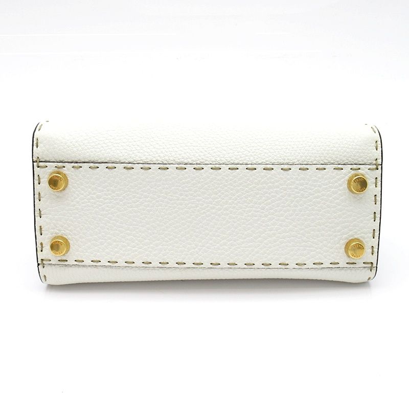 Fendi Mini Peekaboo Selleria 2-Way Handbag Leather White — view 6