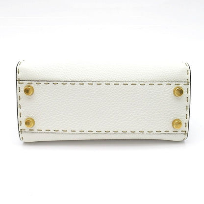 Fendi Mini Peekaboo Selleria 2-Way Handbag Leather White — view 6