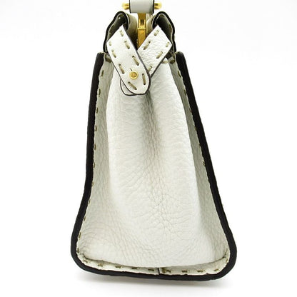 Fendi Mini Peekaboo Selleria 2-Way Handbag Leather White — view 3