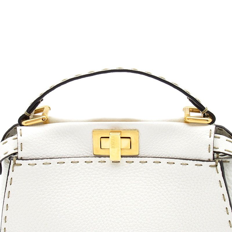 Fendi Mini Peekaboo Selleria 2-Way Handbag Leather White — view 2
