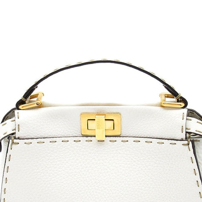 Fendi Mini Peekaboo Selleria 2-Way Handbag Leather White — view 2