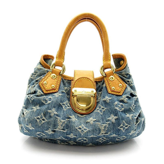 Louis Vuitton Pleaty Monogram Denim Handbag Blue