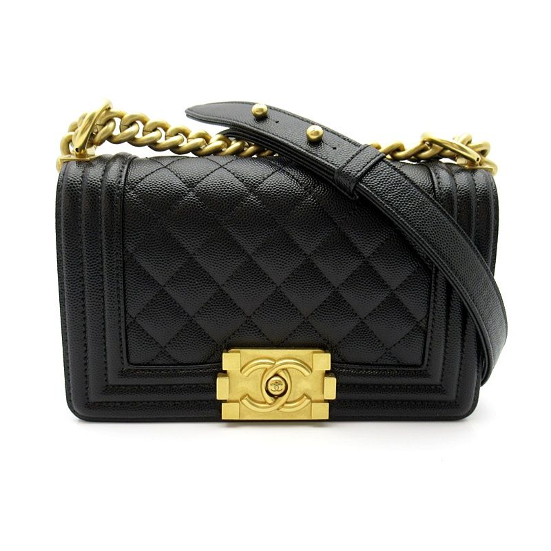 Chanel Boy Small Chain Shoulder Bag Caviar Leather Black