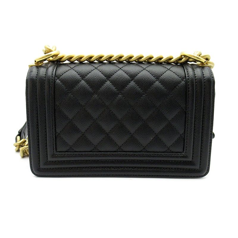 Chanel Boy Small Chain Shoulder Bag Caviar Leather Black — view 4