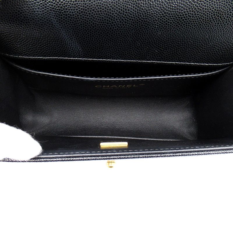 Chanel Boy Small Chain Shoulder Bag Caviar Leather Black — view 7