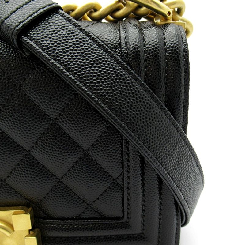 Chanel Boy Small Chain Shoulder Bag Caviar Leather Black — view 2