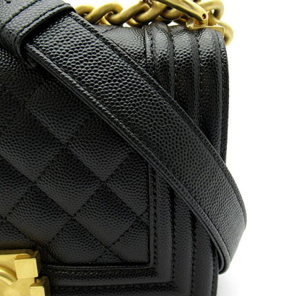 Chanel Boy Small Chain Shoulder Bag Caviar Leather Black — view 2