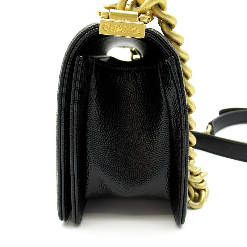 Chanel Boy Small Chain Shoulder Bag Caviar Leather Black — view 3