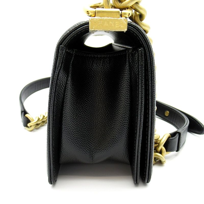Chanel Boy Small Chain Shoulder Bag Caviar Leather Black — view 5