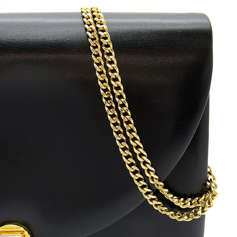 Dior Vintage Logo Shoulder Bag Leather Black — view 2